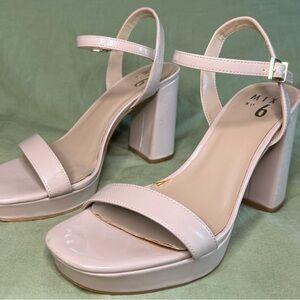 Mix No. 6 Pale Pink Patent Block Heel Sandals